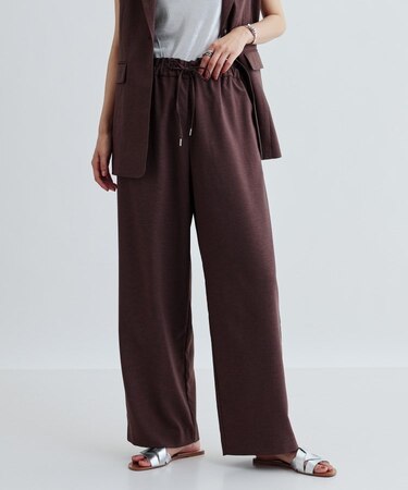 【セットアップ対応】リネンライクイージーパンツ【カセット服/通勤・オフィス】