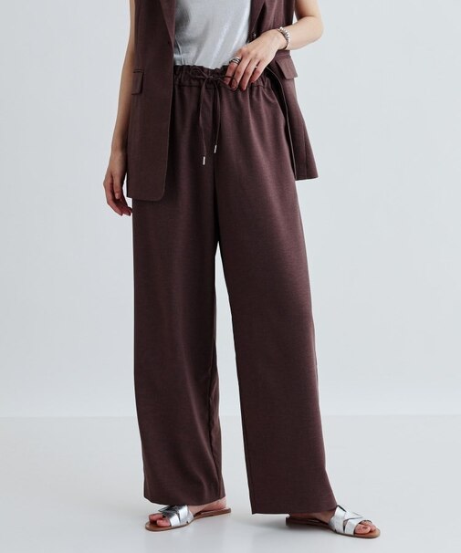 【セットアップ対応】リネンライクイージーパンツ【カセット服/通勤・オフィス】