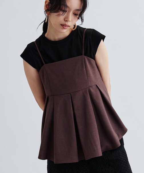 【接触冷感／セットアップ対応】リネンライクビスチェ【カセット服/通勤・オフィス】