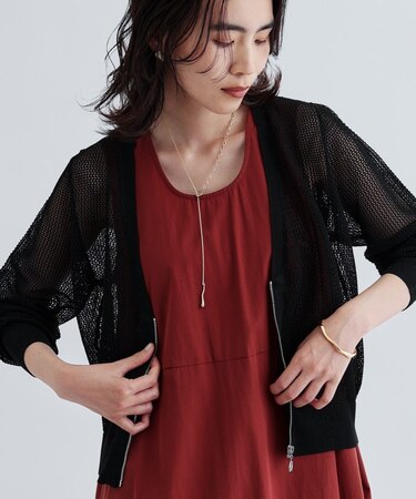 【再入荷】メッシュジップカーディガン