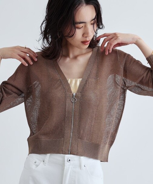 【再入荷】メッシュジップカーディガン