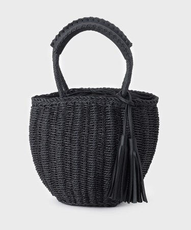 メタリック編込みかごバッグ