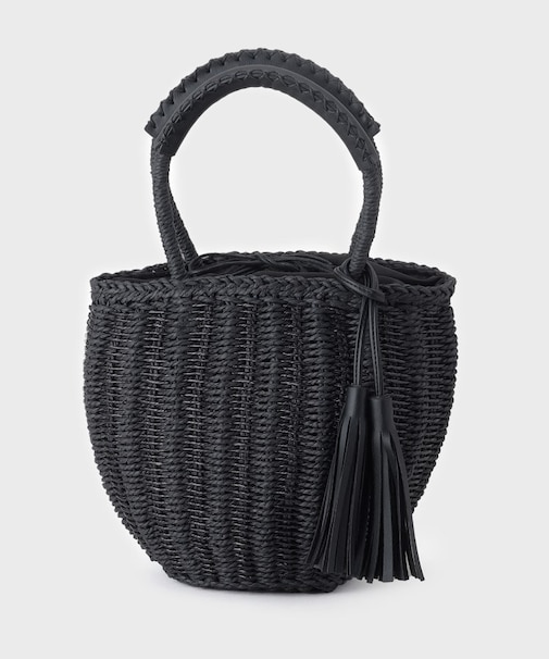 メタリック編込みかごバッグ