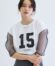 シアースリーブプリントTシャツ