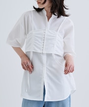 【一部店舗限定】ベアトップ付き半袖ワイドシャツ