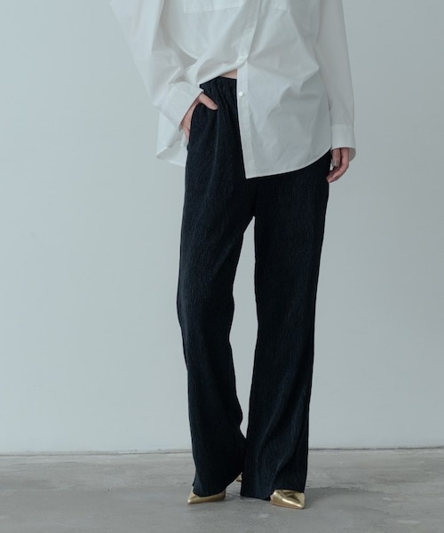 LAST NEST ブラック ベロア フレアパンツ LAST NEST(ラストネスト)商品ページ - Velour Emb Track Pants