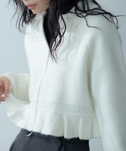 フリルヘムジップカーディガン