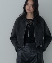 フリルヘムジップカーディガン