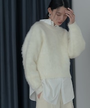 ドロップショルダーシャギーニット