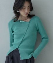 カッティングアシメリブニット