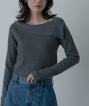 アシメオフショルニット