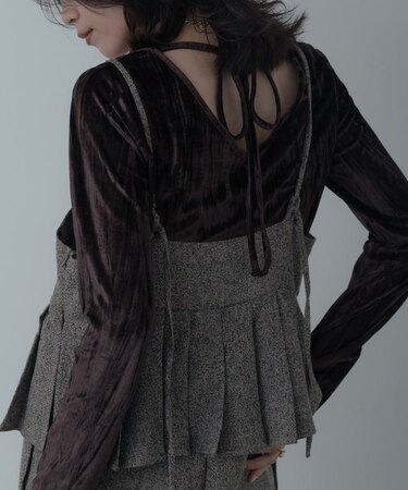 【一部店舗限定】クラッシュベロア2Wayカットソー