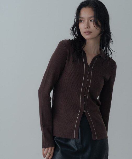【一部店舗限定】ポロ衿リブニット