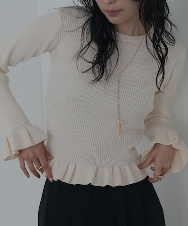 【一部店舗限定】フリルスポンディッシュニット