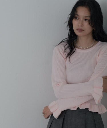 【一部店舗限定】フリルスポンディッシュニット