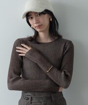 リブプレーティングクルーネックニット