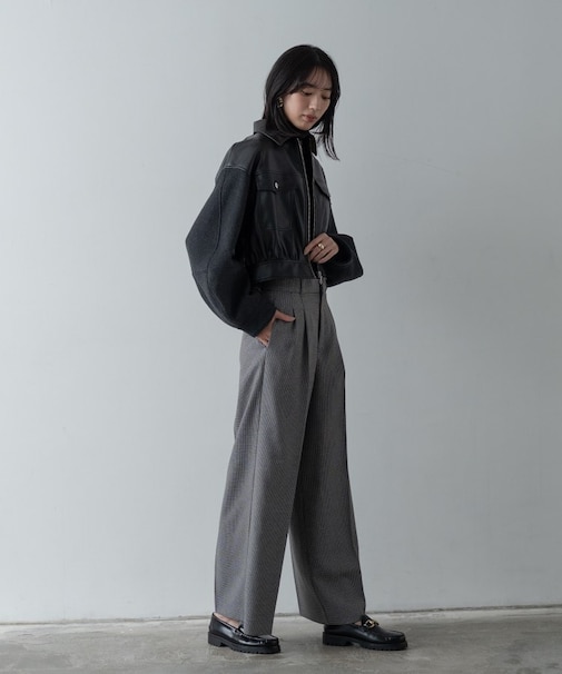 ガンクラブチェックワイドパンツ