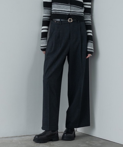ツイードタックワイドパンツ