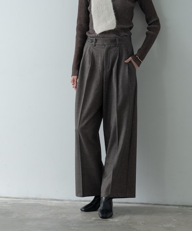 ツイードタックワイドパンツ