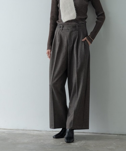 ツイードタックワイドパンツ