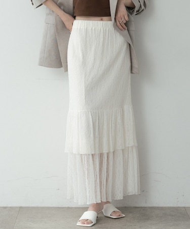 ロングティアードレーススカート