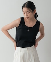ロゴ刺繍リブタンクトップ