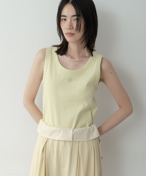 ロゴ刺繍リブタンクトップ