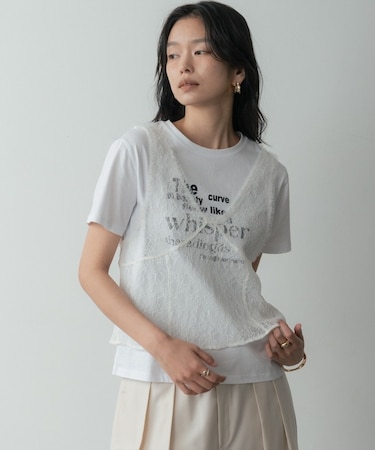 メッセージプリントクルーネックTシャツ