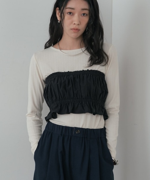 シャーリングチューブトップ