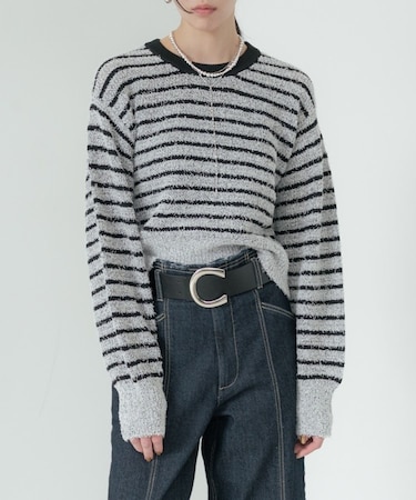 ファンシーヤーンボーダーニット