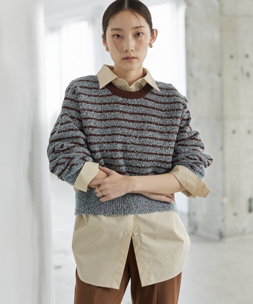 ファンシーヤーンボーダーニット