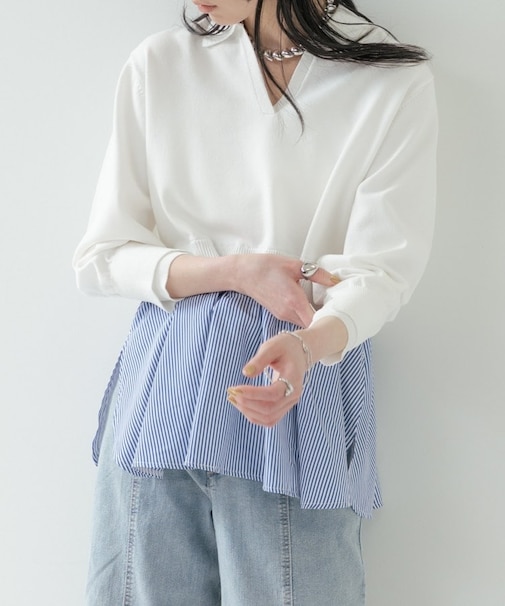 ペプラムドッキングニット