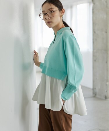 ペプラムドッキングニット