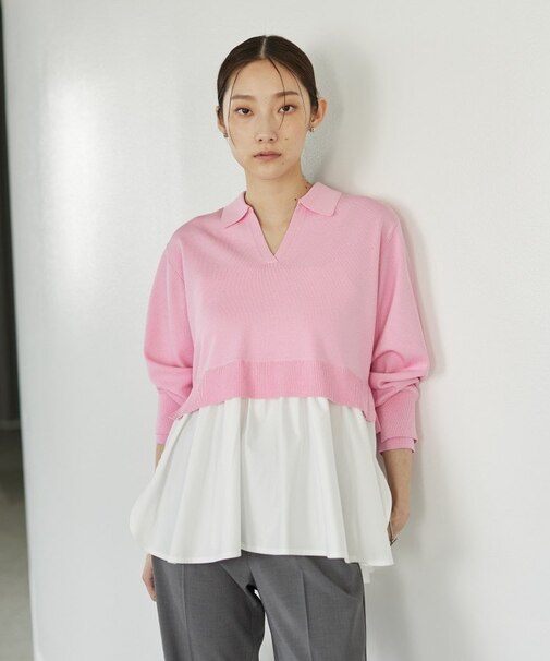 ペプラムドッキングニット