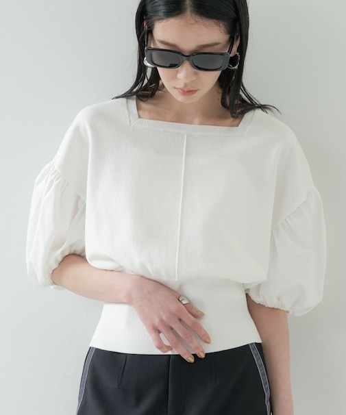 ドッキングパフスリーブニット