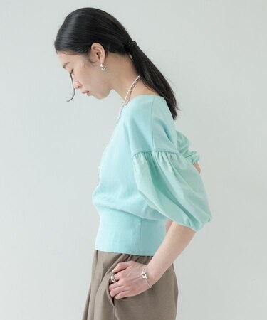 ドッキングパフスリーブニット