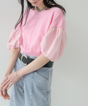 ドッキングパフスリーブニット