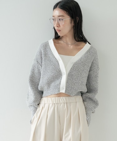 ファンシーヤーンVネックカーディガン