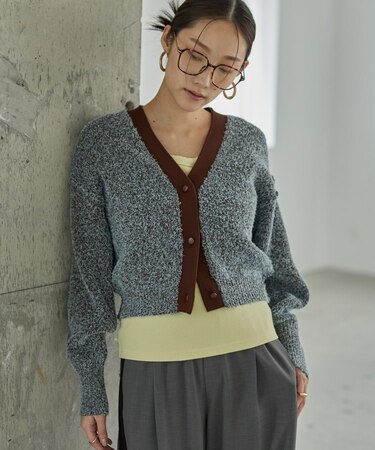 ファンシーヤーンVネックカーディガン