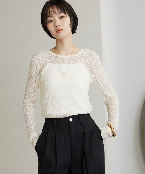 【一部店舗限定】バックオープンレースカットソー