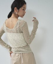 【一部店舗限定】バックオープンレースカットソー