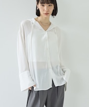 【一部店舗限定】シアーフードオーバーシャツ