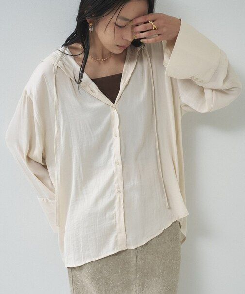 【一部店舗限定】シアーフードオーバーシャツ