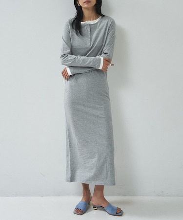 【一部店舗限定】バイカラーヘンリーネックワンピース