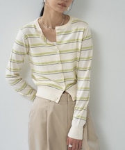 【一部店舗限定】クルーネックボーダーカーディガン