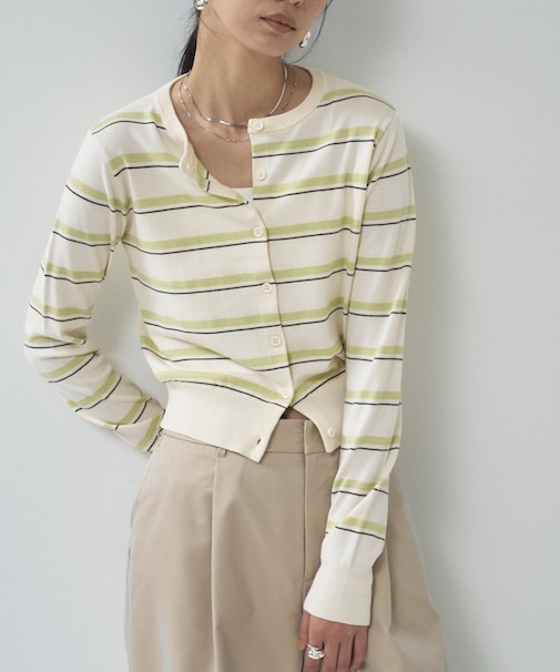 【一部店舗限定】クルーネックボーダーカーディガン