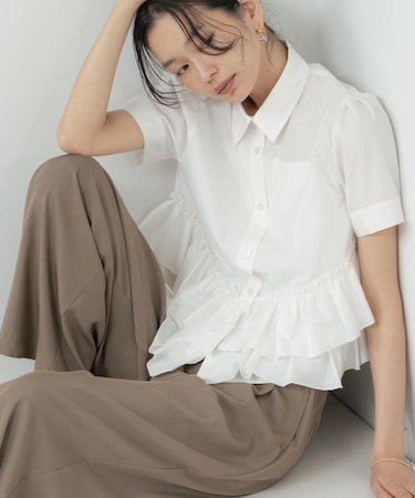 ティアードフリルヘムシャツ