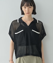 メッシュポロドルマンニット