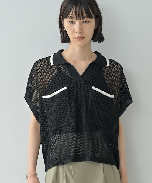 メッシュポロドルマンニット