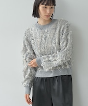 【セットアップ対応】アート柄フリンジジャカードニット